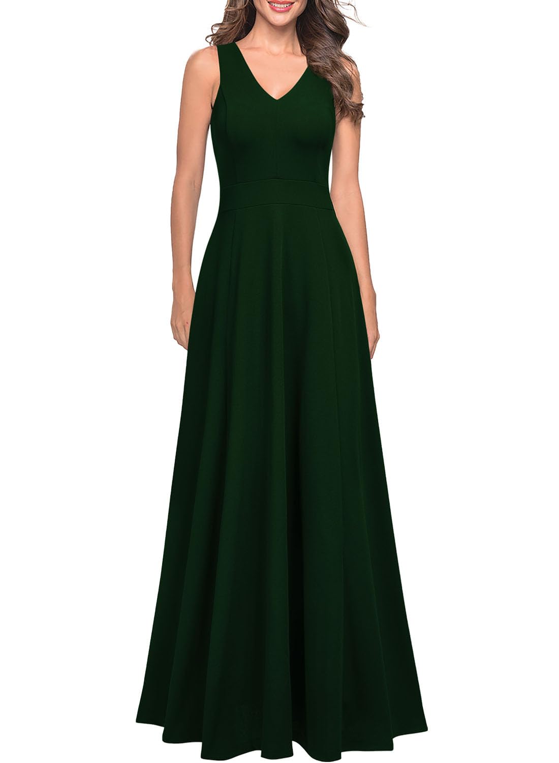 Vestido de noche formal con escote en V profundo, sin mangas y corte A, vestidos de fiesta